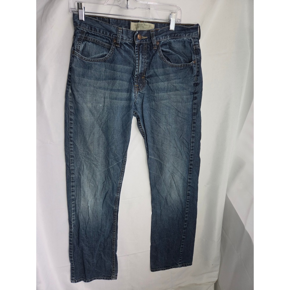 Wrangler Slim Straight Jeans Mens Blue Medium Wash Slim Mid Straight